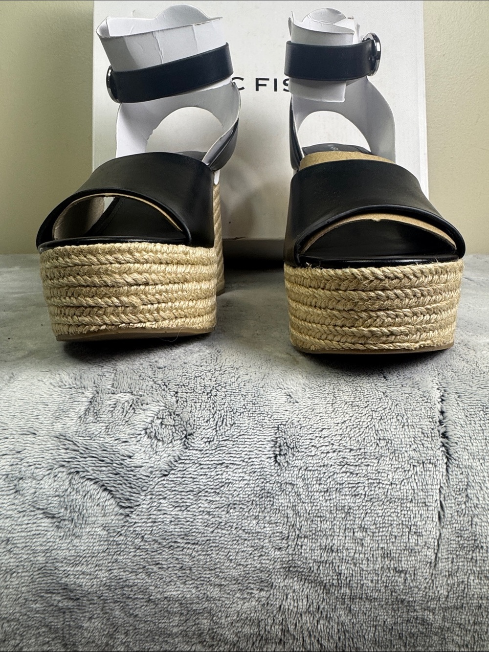 Marc Fisher Vetina Black Platform Wedge Sandals - Size 7 - NIB - NWT - Picture 4 of 9